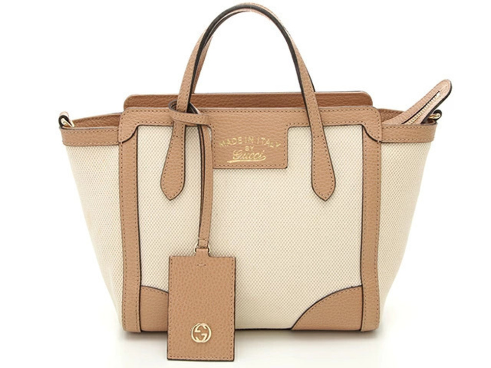 Gucci Swing Shoulder Bag Beige Cream Canvas